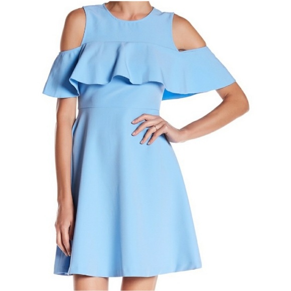 Nanette Lepore Blue Cold Shoulder Dress.  NEW. Size 8 - Picture 1 of 15